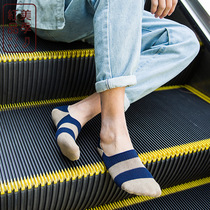 Collage Socks Mens Thick Line Pure Cotton Deodorant Suction sweat breathable All cotton Summer thin undersock Mens boat Sox Spring