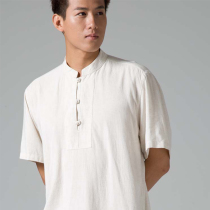 Ciyuan original Chinese style short sleeve mens thin top T-shirt summer loose meditation resident clothes casual yxs011