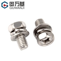 304 stainless steel outer hexagon three combination screw with gasket spring pad Bolt Phillips screw M4M5M6M8