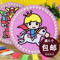  Round snowflake clay painting pearl clay clay painting children diy handmade girl eva clay sticky painting coloring