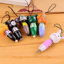 Creative Stationery Cute Cartoon Wooden Animal Cell Phone Chain Ballpoint Pen Student Supplies Prize Small Gift Promotion