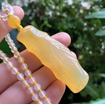 Yang Yujia Natural Yellow Dragon Jade Ice Water Yellow Mountain Festival High-rise Bamboo Festival Pendant Pendant Certificate Popularity New