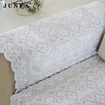  Thickened four seasons solid color cushion lace sofa towel pastoral cover fabric lace armrest towel White cover towel backrest