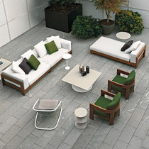 Teak outdoor sofa Villa Courtyard Living-room Living-room Leisure Open-air Designer Yang Guang House Hotel Fujitsu Sofa furniture