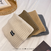 South Korea Ins pure color wool line wide edge hair with autumn winter net red knit movement 100 lap head stirrup headgear hair stirrup