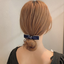 Bow knot spring clip Korean top clip hairclip back head hair clip simple head hairclip temperament cross clip headgear