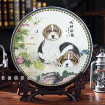 2018 new Lunar dog year New Year zodiac calendar decorative plate ornaments Jingdezhen ceramics hanging plate gift porcelain