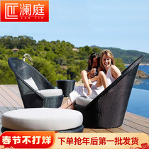 Outdoor furniture rattan sofa combination villa garden courtyard leisure living room imitation rattan chair hotel terrace outdoor tables and chairs