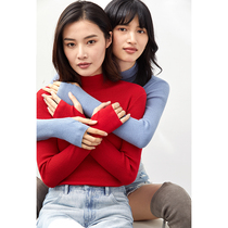 JII AMII pullover wool sweater womens winter half high collar 2020 spring new slim red inner sweater