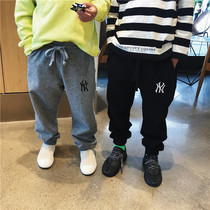 Hu Dadao childrens clothing 2021 autumn new boys casual sweatpants in the big children plus velvet thick casual pants tide