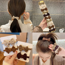 10 milk coffee folded butterfly tie head rope high elastic hair leather strings do not hurt the hair tail female