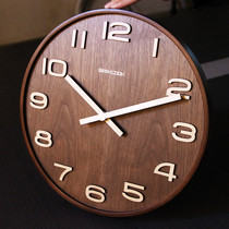 Nordic clock bedroom solid wood wall clock living room personality creative modern simple atmospheric hanging wall home clock Japanese style