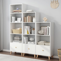 Bookshelf floor-to-ceiling small space-saving white simple student storage rack Living room bedroom vertical simple modern creativity