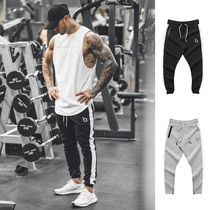 Muscle J contrast sports pants Fitness brother running dog ins net red tide brand small foot training slim health pants men