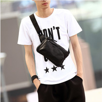 New leather Tride men Street running bag cowhide chest bag cross bag casual bag small crossbody mobile phone bag shoulder mens bag