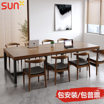 Solid Wood Table Long Table Table Simple Modern Large Ten-People Desk and Chair Combination Long Table Table Table Customization