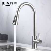 Lewei 304 stainless steel kitchen extraction type hot and cold rotating two mode shower faucet 080