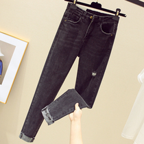 South Korea Black Skinny Jeans Woman 2020 new spring dress High waist straight cylinder Slim Fit Slim 90% Little Feet Pants