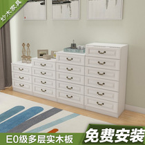 Solid wood bucket cabinet Drawer bedroom multi-layer storage cabinet Three four five chest of drawers Chest of drawers Bay window cabinet package installation