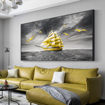 A sails smooth living room decoration painting modern minimalist black and white giant hanging painting atmospheric sailing fung feng shui mural