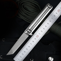 Outdoor folding knife defensive knife saber powder steel Quartermaster folding knife sharp field survival titanium alloy fruit knife