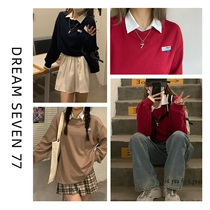 DREAM SEVEN77 fake two weaters 2021 Fall new three-color loose bf design feel blouses