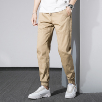 Clara LEE joint fashion brand spring and Autumn casual pants mens slim nine-point bundle pants trend small feet overalls