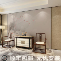 New Chinese background wall wallpaper ink art Zen wallpaper bedroom study mural koi traceability Wall cloth