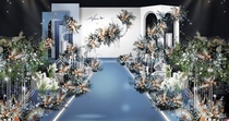 Blue wedding orange floral arts ins Wind color color ps main stage welcome area sign-in area original design renderings