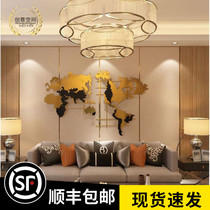 Metal wall iron wall hanging Chinese wall decoration European wall decoration world map home background wall pendant decoration