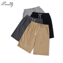  Summer thin shorts mens Hong Kong style Japanese tie-foot mid-pants boys solid color wild casual five-point sports pants