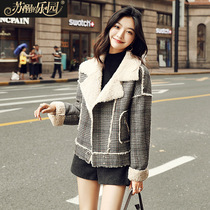 Short plaid woolen coat womens new Korean fashion long sleeve retro temperament woolen jacket