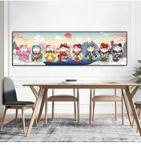 5d Diamond painting full diamond cross stitch 2021 living room bedroom restaurant banner cartoon Japanese style Fuji Mountain Fuji lucky cat