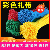 Ribbon colored nylon tie lace tightener fixed buckle rope plastic seal sign red yellowish blue green 4 * 200MM