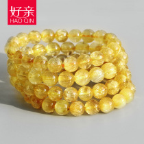 Good pro natural crystal gold crystal bracelet men and women transparent full hair Brazilian gold silk yellow hair crystal bracelet single ring jewelry