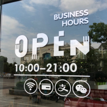 Business hours glass paste simple and generous Nordic wind with identification phone number