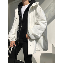 ACUP loose hooded cotton clothes women 2021 Winter new sports style oversize white cotton coat tide women