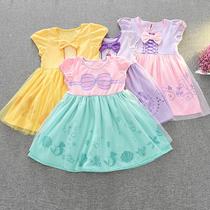 Foreign trade Tong skirt Belle princess dress 2020 new white snow girl dress with dress short sleeve girl dress