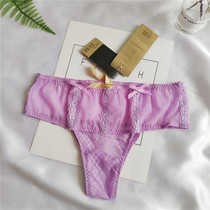 Xiangan brand tail sexy women lace underwear mesh transparent medium low waist breifs cotton crotch 7022k