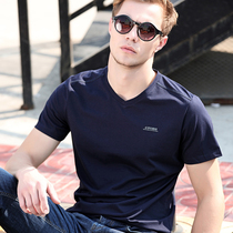 Mens Short Sleeve T-shirt Round Neck Youth Loose Size Cotton T-shirt V-neck Solid Color Half Sleeve Clothes base shirt Men Summer