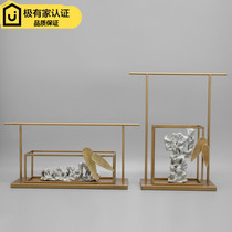 Modern new Chinese style creative mountain stone wrought iron ornaments Model room Hotel villa indoor entrance TV cabinet decoration