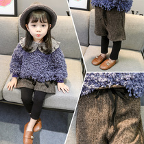 Girl Autumn Winter Dress Woman Baby Plus Suede Thickened Boots Pants Fake 2 Pieces Girl Pants 1-2-3-5 Year Old Girl Casual Pants