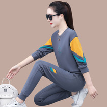 Sweater suit womens spring autumn 2022 new fashion big code casual little sub sports wear two sets of foreign air weight reduction