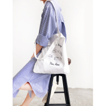 Early cotton summer new street back bag casual canvas bag tide ride large capacity backpack female shopping bag