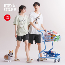 Red Bean Household Couple Pajamas Woman Summer Model Short Sleeve Cold Sense for Wearing Mens Home Clothes