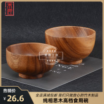 Mason new products Japanese style wood rice bowls retro wood children adult rice pure color minima size soup bowl cutlery