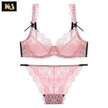 French KJ European and American ultra-thin Big Code Lace Bra Suit Lady Brand Underwear Translucent Sexy Bra