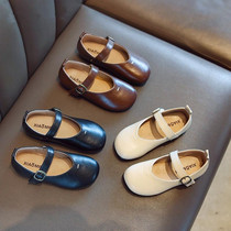South Korea girls small leather shoes 2021 new single shoes fashion children's shoes children princess shoes girls black soft leather