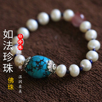 Three manga natural green pine stone Buddha Beads Handstring Women Fashion 100 hitch Pearls Bracelet Pearl Bracelet Send Gift Jewelry