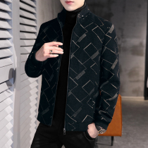 Short woolen trench coat mens Korean slim jacket casual business handsome lapel woolen coat mens tide